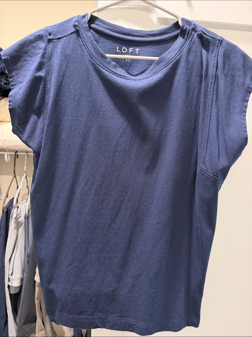 LOFT Short Sleeve Wedge Crew Tee in Navy XS